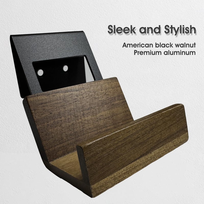 NIRVASH Walnut Controller Wall Mount, Wood Game Controller Holder Stand & Headphone Hanger, Controller & Headset Stand Compatible with Xbox, PS5, Remote (2 Pack Black) - Image 3